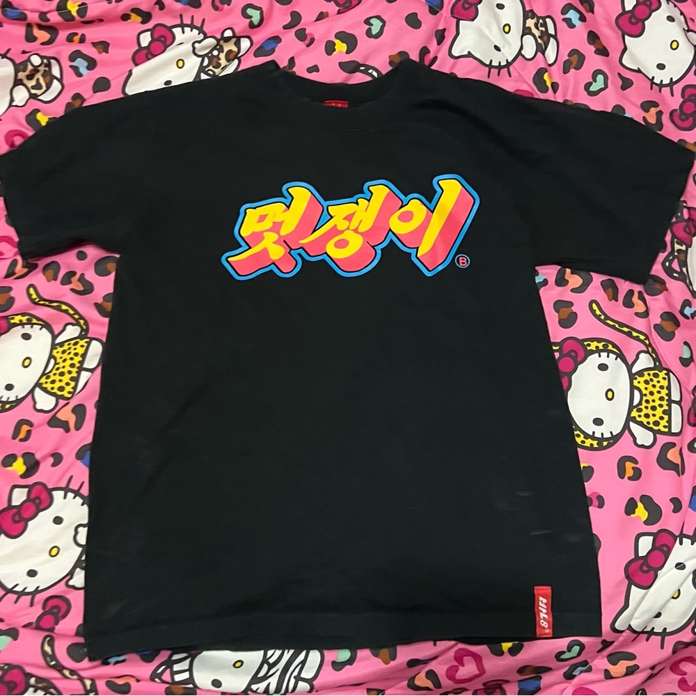 Black graphic tee, size medium